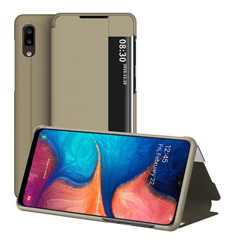 Coque Portefeuille Livre Cuir Etui Clapet ZL2 pour Samsung Galaxy A20e Or