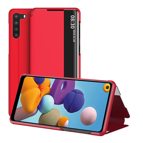 Coque Portefeuille Livre Cuir Etui Clapet ZL2 pour Samsung Galaxy A21 Rouge