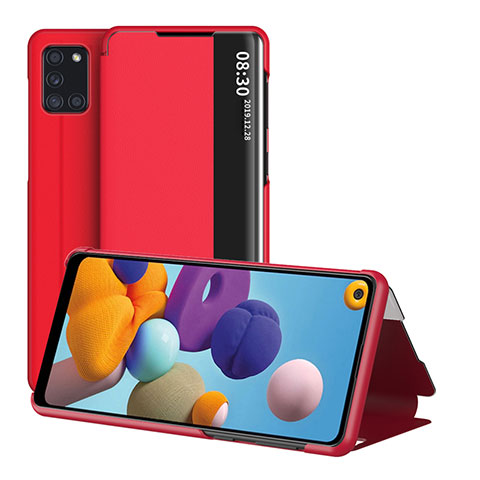 Coque Portefeuille Livre Cuir Etui Clapet ZL2 pour Samsung Galaxy A21s Rouge