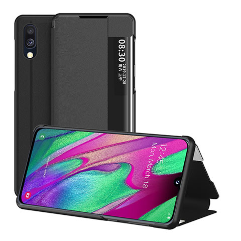 Coque Portefeuille Livre Cuir Etui Clapet ZL2 pour Samsung Galaxy A40 Noir