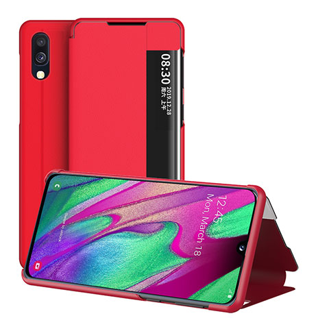 Coque Portefeuille Livre Cuir Etui Clapet ZL2 pour Samsung Galaxy A40 Rouge