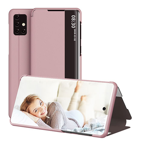 Coque Portefeuille Livre Cuir Etui Clapet ZL2 pour Samsung Galaxy M40S Or Rose