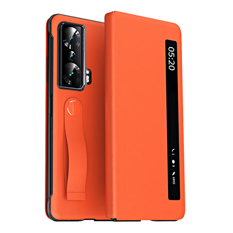 Coque Portefeuille Livre Cuir Etui Clapet ZL3 pour Huawei Honor Magic Vs Ultimate 5G Orange