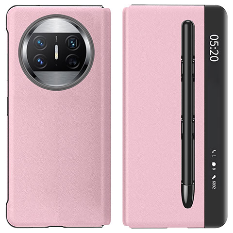 Coque Portefeuille Livre Cuir Etui Clapet ZL4 pour Huawei Mate X3 Or Rose