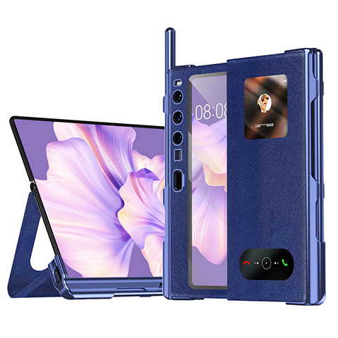 Coque Portefeuille Livre Cuir Etui Clapet ZL4 pour Huawei Mate Xs 2 Bleu