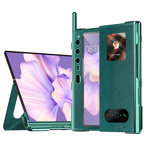 Coque Portefeuille Livre Cuir Etui Clapet ZL4 pour Huawei Mate Xs 2 Vert