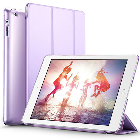 Coque Portefeuille Livre Cuir L01 pour Apple iPad 3 Violet