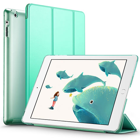 Coque Portefeuille Livre Cuir L01 pour Apple iPad 4 Vert