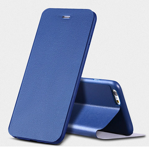 Coque Portefeuille Livre Cuir L01 pour Apple iPhone 6 Bleu