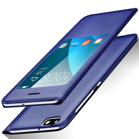 Coque Portefeuille Livre Cuir L01 pour Huawei Honor 4X Bleu