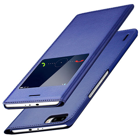 Coque Portefeuille Livre Cuir L01 pour Huawei Honor 6 Plus Bleu