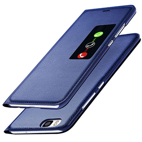 Coque Portefeuille Livre Cuir L01 pour Huawei P8 Bleu