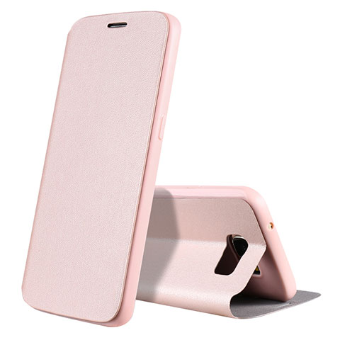 Coque Portefeuille Livre Cuir L01 pour Samsung Galaxy S7 Edge G935F Or Rose