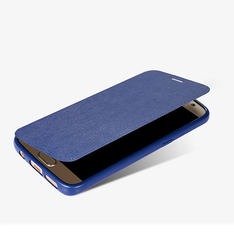 Coque Portefeuille Livre Cuir L01 pour Samsung Galaxy S7 G930F G930FD Bleu