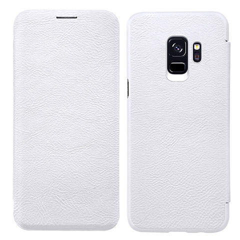 Coque Portefeuille Livre Cuir L01 pour Samsung Galaxy S9 Blanc