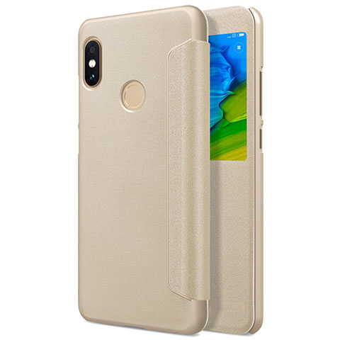 Coque Portefeuille Livre Cuir L01 pour Xiaomi Redmi Note 5 AI Dual Camera Or