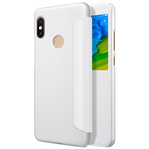 Coque Portefeuille Livre Cuir L01 pour Xiaomi Redmi Note 5 Blanc