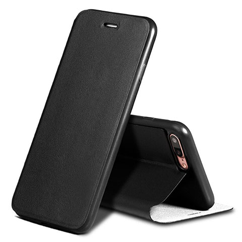 Coque Portefeuille Livre Cuir L02 pour Apple iPhone 7 Plus Noir