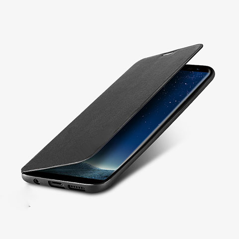 Coque Portefeuille Livre Cuir L02 pour Samsung Galaxy S8 Plus Noir