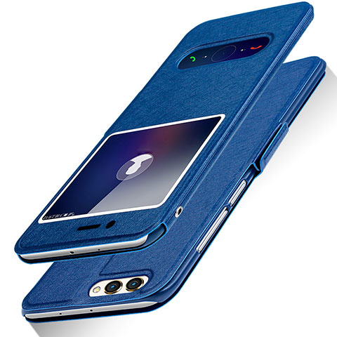 Coque Portefeuille Livre Cuir L03 pour Huawei Honor V10 Bleu