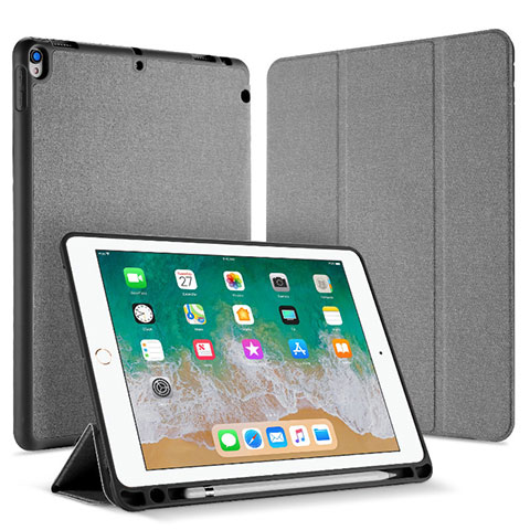 Coque Portefeuille Livre Cuir L07 pour Apple iPad Pro 10.5 Gris