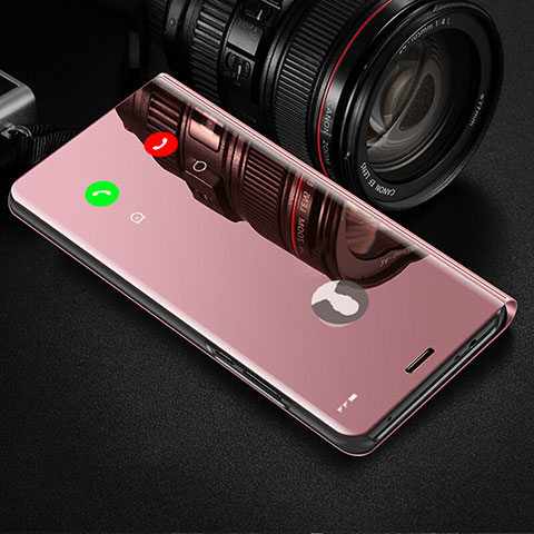 Coque Portefeuille Livre Cuir Miroir Housse Etui Clapet L01 pour Huawei Mate 40 Or Rose