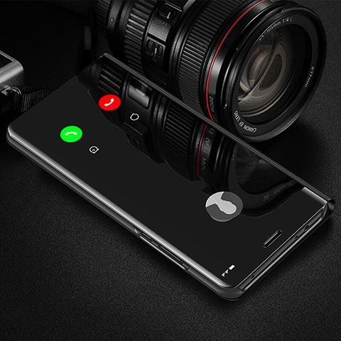 Coque Portefeuille Livre Cuir Miroir Housse Etui Clapet L01 pour OnePlus 10T 5G Noir