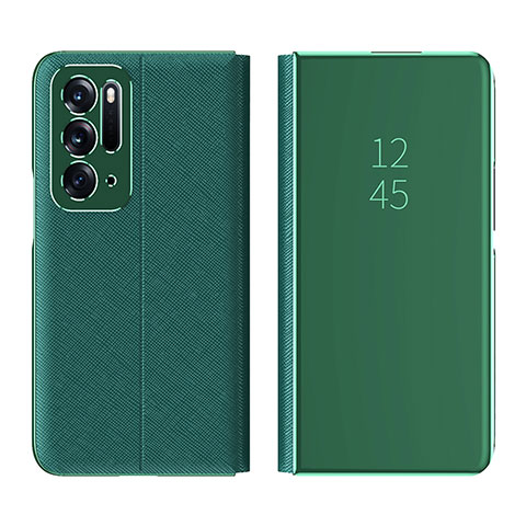 Coque Portefeuille Livre Cuir Miroir Housse Etui Clapet L01 pour Oppo Find N 5G Vert