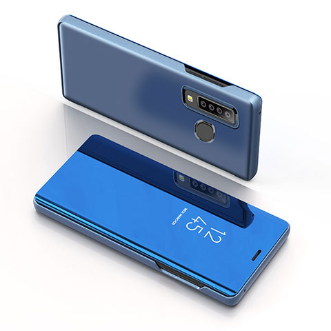 Coque Portefeuille Livre Cuir Miroir Housse Etui Clapet L01 pour Samsung Galaxy A9 (2018) A920 Bleu