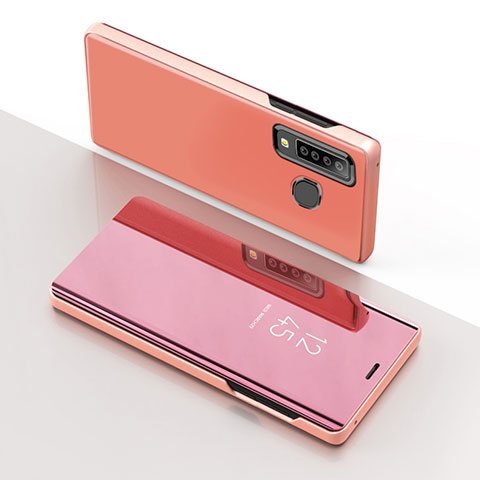 Coque Portefeuille Livre Cuir Miroir Housse Etui Clapet L01 pour Samsung Galaxy A9s Or Rose