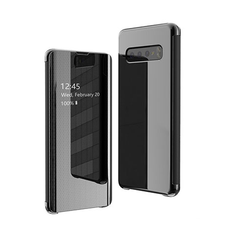 Coque Portefeuille Livre Cuir Miroir Housse Etui Clapet L01 pour Samsung Galaxy S10 5G SM-G977B Noir