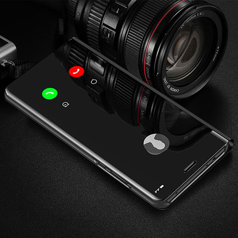 Coque Portefeuille Livre Cuir Miroir Housse Etui Clapet L02 pour Xiaomi Redmi 10X 4G Noir