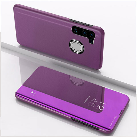 Coque Portefeuille Livre Cuir Miroir Housse Etui Clapet L04 pour Samsung Galaxy A21 European Violet