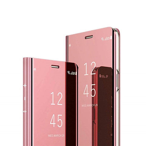 Coque Portefeuille Livre Cuir Miroir Housse Etui Clapet L04 pour Samsung Galaxy M60s Or Rose
