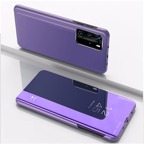 Coque Portefeuille Livre Cuir Miroir Housse Etui Clapet L04 pour Xiaomi Mi 10T Pro 5G Violet Clair