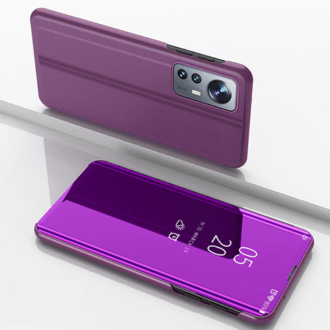 Coque Portefeuille Livre Cuir Miroir Housse Etui Clapet L04 pour Xiaomi Mi 12 Pro 5G Violet