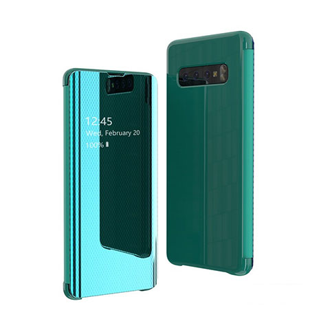 Coque Portefeuille Livre Cuir Miroir Housse Etui Clapet L05 pour Samsung Galaxy S10 5G Vert