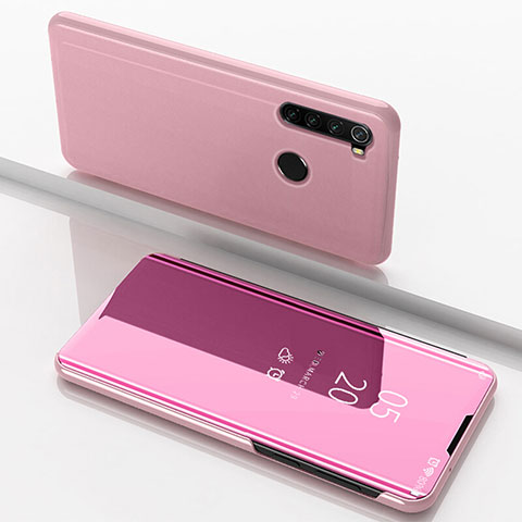 Coque Portefeuille Livre Cuir Miroir Housse Etui Clapet M01 pour Xiaomi Redmi Note 8 (2021) Or Rose