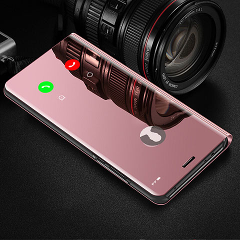 Coque Portefeuille Livre Cuir Miroir Housse Etui Clapet M02 pour Huawei Honor 20E Or Rose