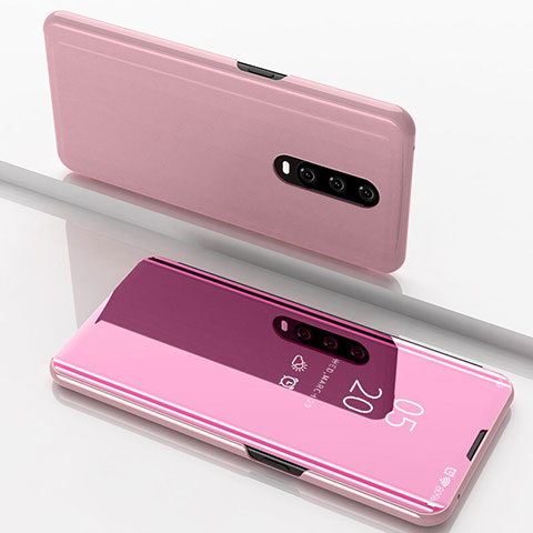 Coque Portefeuille Livre Cuir Miroir Housse Etui Clapet M02 pour Oppo RX17 Pro Or Rose