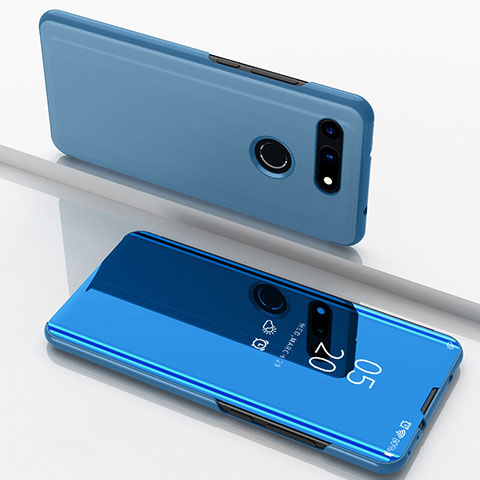 Coque Portefeuille Livre Cuir Miroir Housse Etui Clapet M03 pour Huawei Honor V20 Bleu Ciel