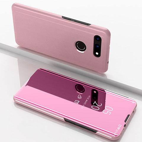 Coque Portefeuille Livre Cuir Miroir Housse Etui Clapet M03 pour Huawei Honor V20 Or Rose