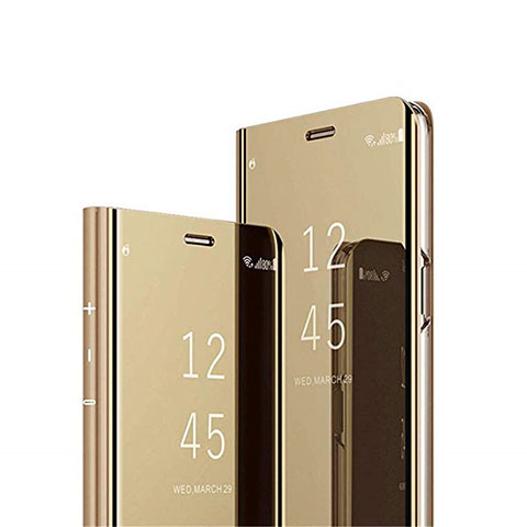 Coque Portefeuille Livre Cuir Miroir Housse Etui Clapet M03 pour Samsung Galaxy A70S Or