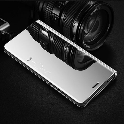 Coque Portefeuille Livre Cuir Miroir Housse Etui Clapet M03 pour Xiaomi Mi 11 Lite 5G NE Argent