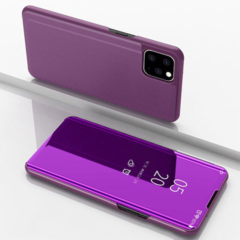 Coque Portefeuille Livre Cuir Miroir Housse Etui Clapet pour Apple iPhone 11 Pro Max Violet