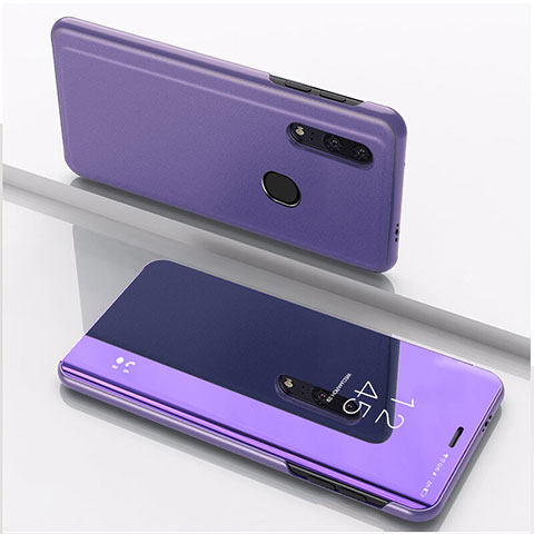 Coque Portefeuille Livre Cuir Miroir Housse Etui Clapet pour Huawei Honor 10i Violet