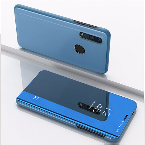 Coque Portefeuille Livre Cuir Miroir Housse Etui Clapet pour Huawei Honor 20i Bleu