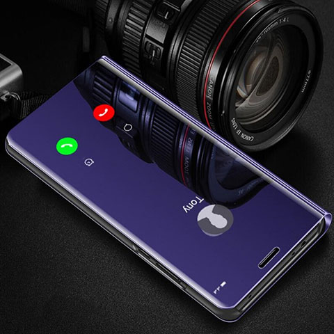Coque Portefeuille Livre Cuir Miroir Housse Etui Clapet pour Huawei Honor V30 5G Violet
