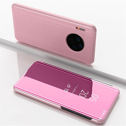 Coque Portefeuille Livre Cuir Miroir Housse Etui Clapet pour Huawei Mate 30 Pro Or Rose