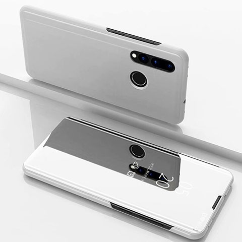 Coque Portefeuille Livre Cuir Miroir Housse Etui Clapet pour Huawei Nova 3i Argent